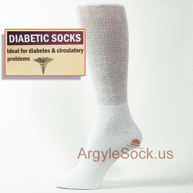Loose Fit White Diabetic Socks Size 9-11