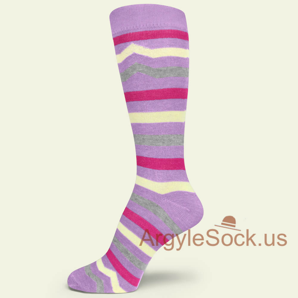 Light Yellow Heather Gray Pulse Stripe Lavender Socks
