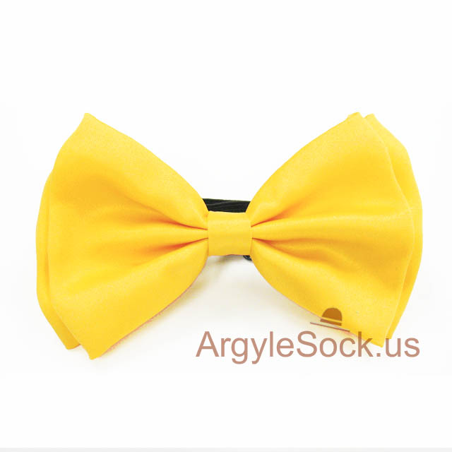 Yellow Bow Tie with Adjustable Elastic Strap for Groomsmen