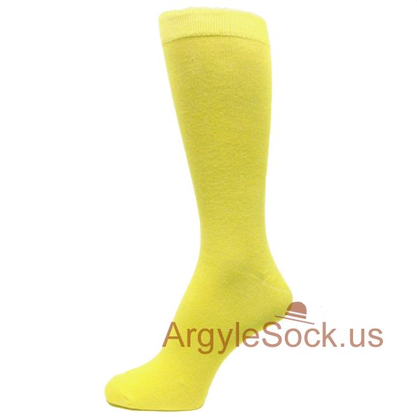 Yellow Plain Solid Color Socks for Men